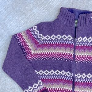 Eddie Bauer Lambswool Cardigan Sweater Full Zip Front Women's Size Large